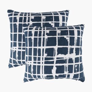 Navy & White Drip Check Scatter Cushion