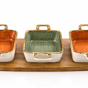 3 Compartment Serving Dish Wooden